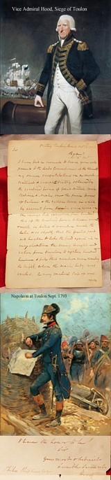Important & Historical Letter From Vice Admiral Hood Aboard HMS Victory with Nelson Regarding Their Combat At Toulon Against Napoleon In 1793. HMS Victory, Nelson's Flagship at The Battle of Trafalgar in 1805