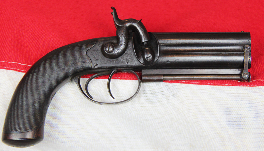 A Superb and Beautiful, Original Antique Victorian Over and Under English Percussion Belt Pistol