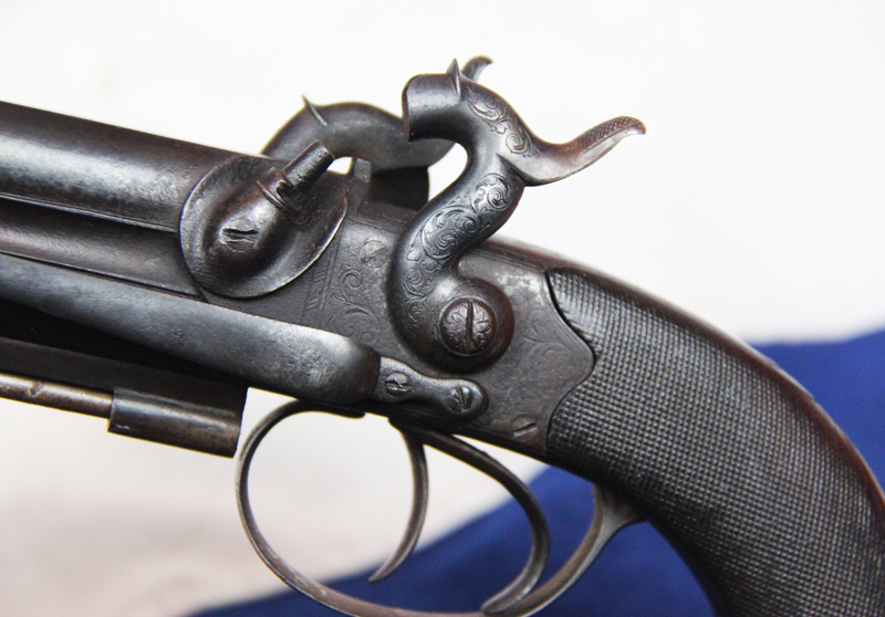 A Superb and Beautiful, Original Antique Victorian Over and Under English Percussion Belt Pistol