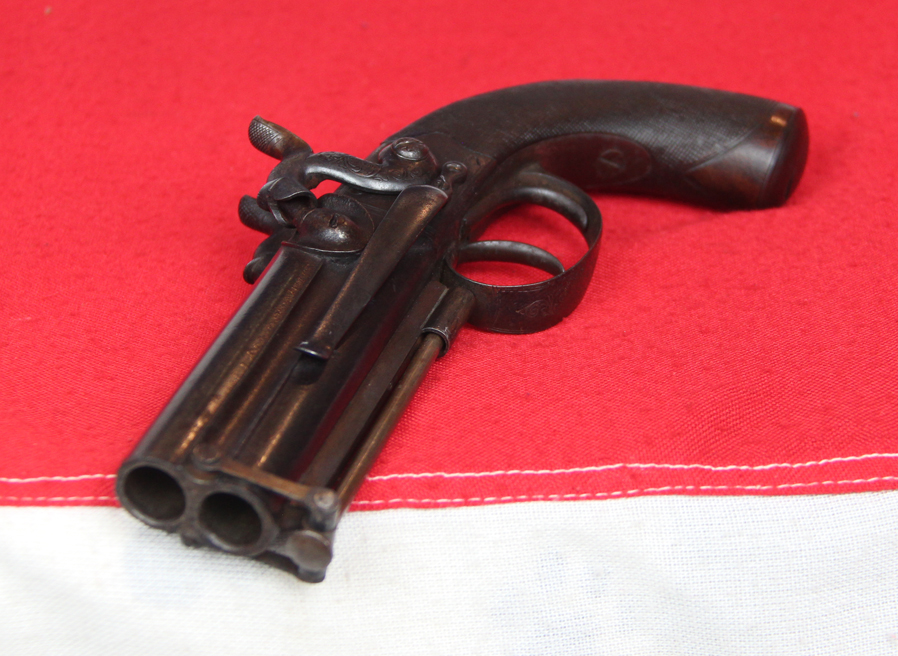 A Superb and Beautiful, Original Antique Victorian Over and Under English Percussion Belt Pistol