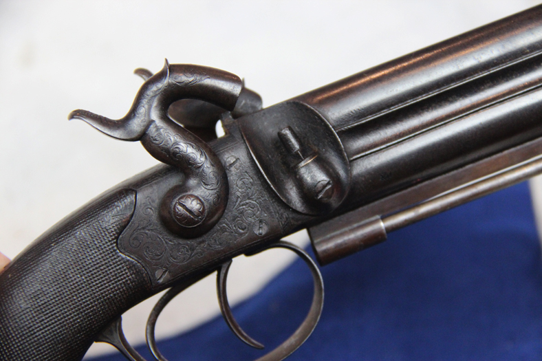 A Superb and Beautiful, Original Antique Victorian Over and Under English Percussion Belt Pistol