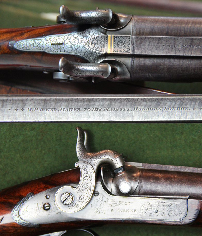 A Simply Wondrous, And An Absolute Beauty of a Cased, Double Barrelled Percussion Sporting Gun, Tools, Powder Flask Cleaning Rod, Nipple Key, Ramrod With Multi Heads, Turnscrew Etc. Bespoke Made Circa 1835. Maker to The King. W Parker Master Gunsmith