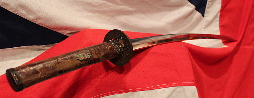 A Most Fine & Beautiful Koto Period Katana Signed Sukesada of Bizen Dated 1560. With Original & Exceptionally Rare Original Dutch Black-ship 1540’s Imported Leather Bound Tsuka. With Original Japanese Insect Pattern Embossing