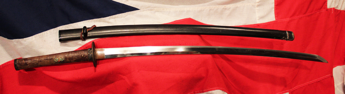A Most Fine & Beautiful Koto Period Katana Signed Sukesada of Bizen Dated 1560. With Original & Exceptionally Rare Original Dutch Black-ship 1540’s Imported Leather Bound Tsuka. With Original Japanese Insect Pattern Embossing