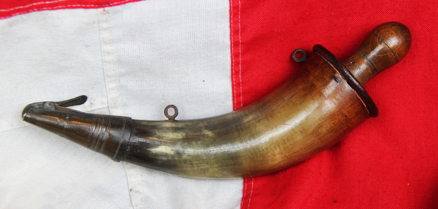 18th Century Royal Naval 100 Gunner Ship-Of-The-Line, Gunner's Cannon Priming Flask, Made and Used from the American Revolution, the Battle of Trafalgar and Beyond. Bearing a Royal Naval Ordnance Crown Stamp