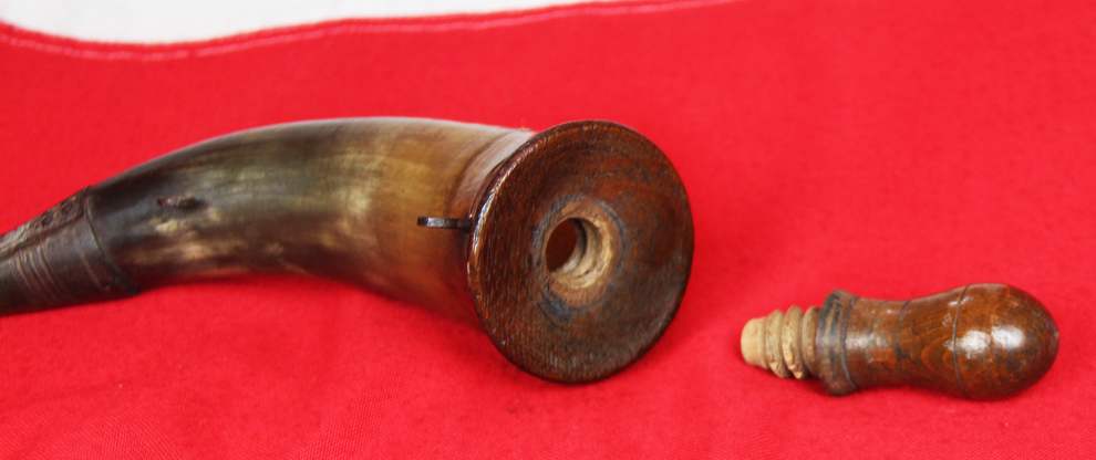 18th Century Royal Naval 100 Gunner Ship-Of-The-Line, Gunner's Cannon Priming Flask, Made and Used from the American Revolution, the Battle of Trafalgar and Beyond. Bearing a Royal Naval Ordnance Crown Stamp