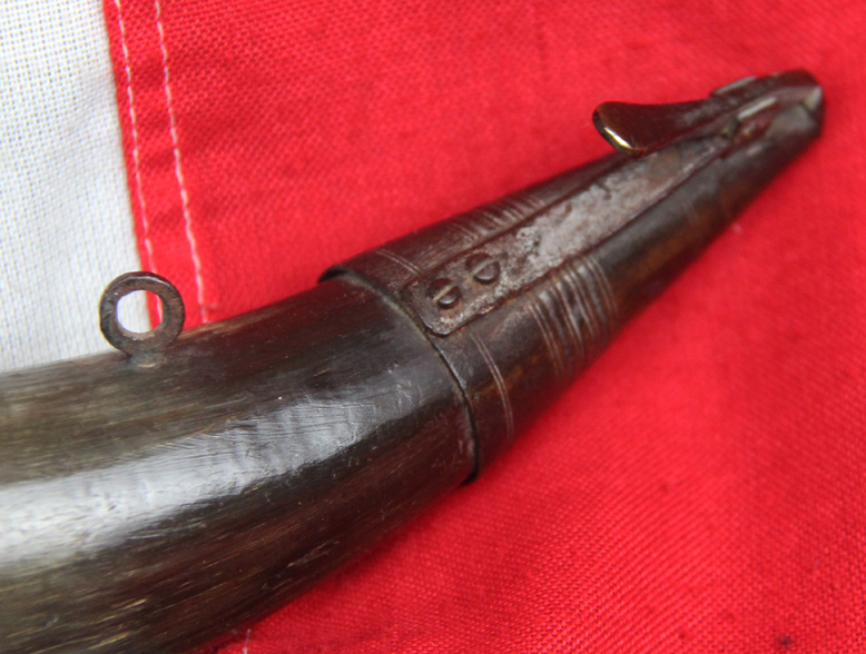 18th Century Royal Naval 100 Gunner Ship-Of-The-Line, Gunner's Cannon Priming Flask, Made and Used from the American Revolution, the Battle of Trafalgar and Beyond. Bearing a Royal Naval Ordnance Crown Stamp