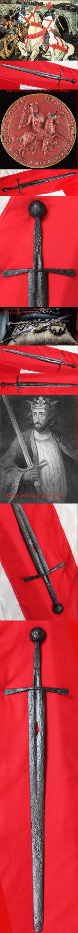 A Museum Quality Original & Ancient, Crusades Period, King Edward Ist Medieval Knights Sword, 13th century. Used During The Time of Edward Longshanks, William Wallace and Robert The Bruce, Used By Both English & Scottish Knights During That Historic Era