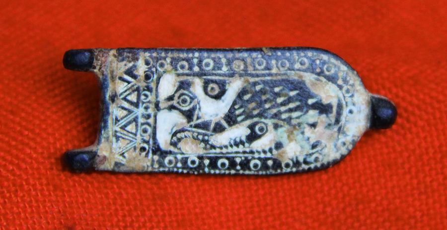 A Beautiful Ancient Bronze and Enamel Book Clasp Around 1100 Years Old. From the Era of Anglo Saxon England & The Viking Incursions into Britain Through to The Early Crusades Period