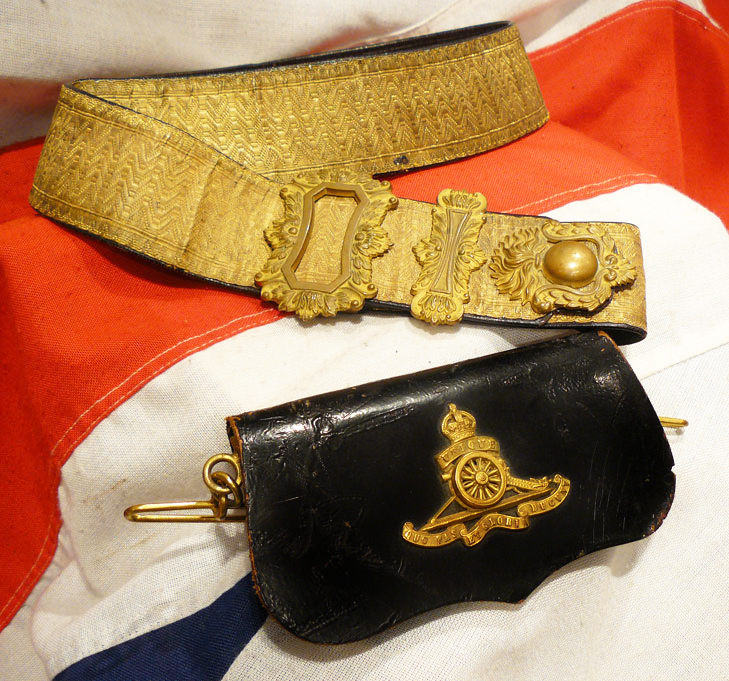 An Original, Antique, Edwardian Royal Artillery Undress Pouch and Bullion Dress Cross Belt