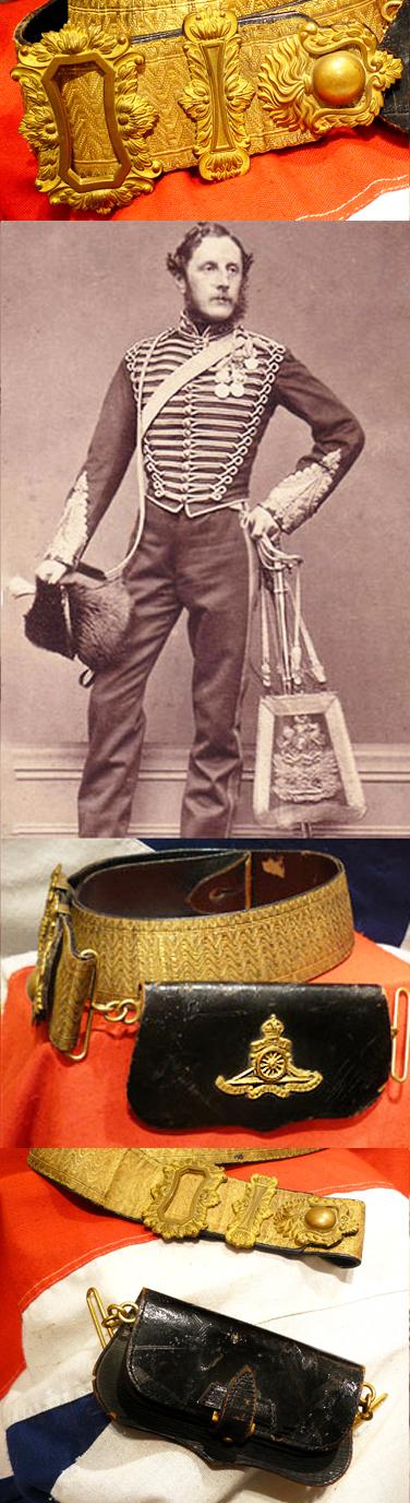 An Original, Antique, Edwardian Royal Artillery Undress Pouch and Bullion Dress Cross Belt