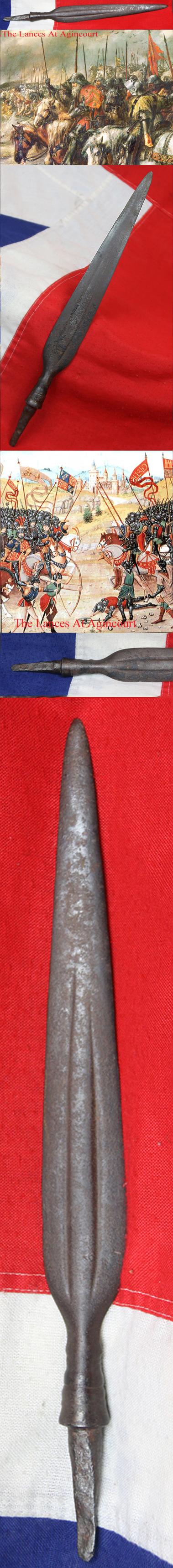 A Superb, Original, 15th Century Tanged Lance Head From the Battle Of Agincourt of 1415 . Acquired in the 1820's at a ‘Grand Tour’ Battle Site
