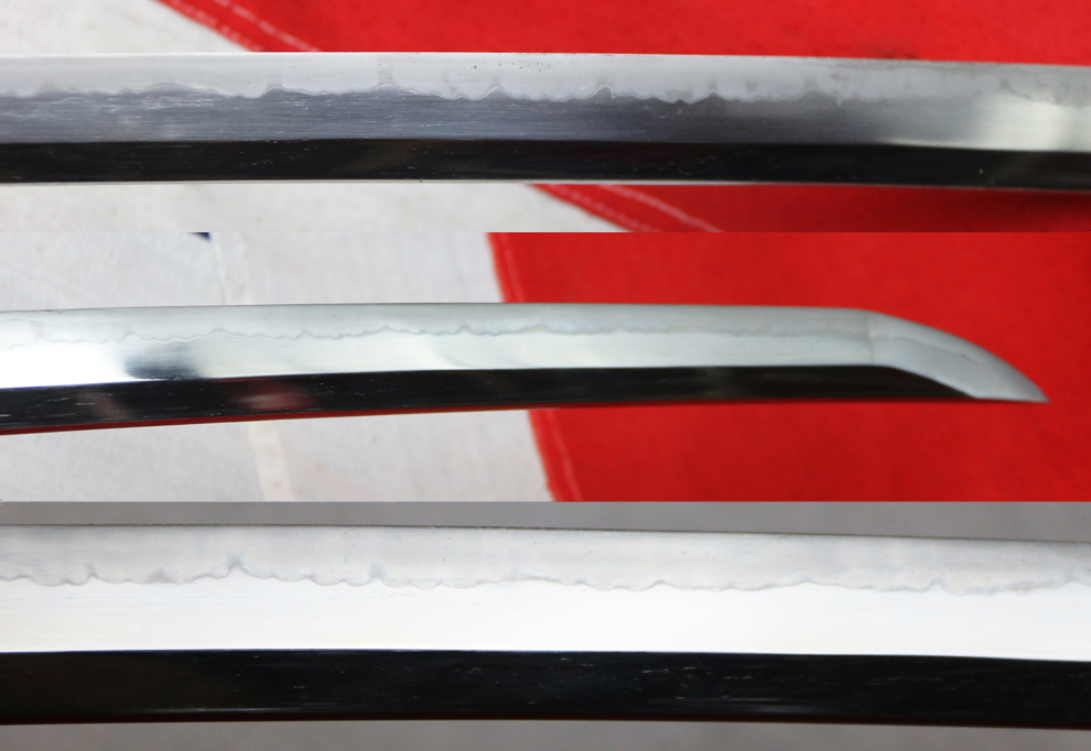 A Very Good & Beautiful Shinto Long Katana Signed Chikanobu. Very Good, Unique Matsushiro Sinano Sinchu & Silver Line Koshirae. Gold and Shakudo Dragon Clutching The Pearl Of Wisdom Menuki. Circa 1680.