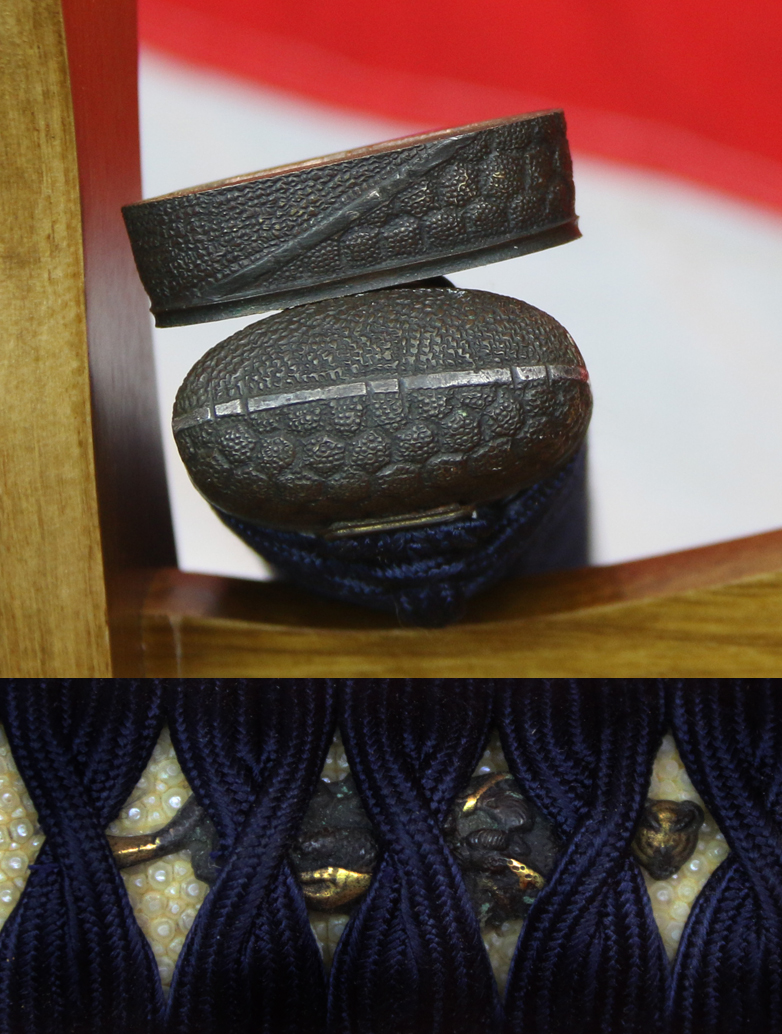 A Very Good & Beautiful Shinto Long Katana Signed Chikanobu. Very Good, Unique Matsushiro Sinano Sinchu & Silver Line Koshirae. Gold and Shakudo Dragon Clutching The Pearl Of Wisdom Menuki. Circa 1680.