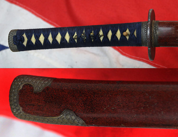 A Very Good & Beautiful Shinto Long Katana Signed Chikanobu. Very Good, Unique Matsushiro Sinano Sinchu & Silver Line Koshirae. Gold and Shakudo Dragon Clutching The Pearl Of Wisdom Menuki. Circa 1680.