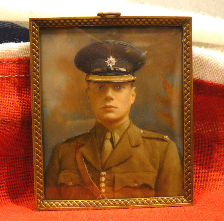 Simply Superb Hand Painted Portrait Miniature of a Winston Churchill’s ‘Harpoon Force’ Irish Guards Officer, 2nd Lieut. Gipps Romer, 2nd Batt. Irish Guards. The Heroic Rescuers of The Royal Dutch Family May 1940, And The Rear Guard Battle of Boulogne