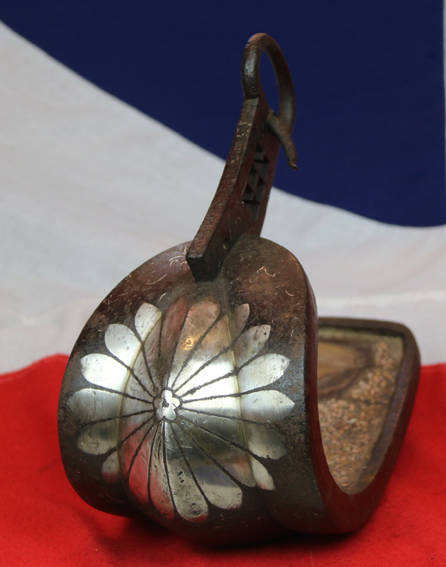 A Simply Beautiful, Edo Era Chrysanthemum Silver Kiku Mon Crested, Samurai Abumi Stirrup. Used By Samurai on Horseback, For Standing Archery in Combat, And As A Close Combat Kick Motion Weapon Against Enemy Foot Samurai