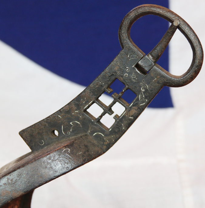 A Simply Beautiful, Edo Era Chrysanthemum Silver Kiku Mon Crested, Samurai Abumi Stirrup. Used By Samurai on Horseback, For Standing Archery in Combat, And As A Close Combat Kick Motion Weapon Against Enemy Foot Samurai