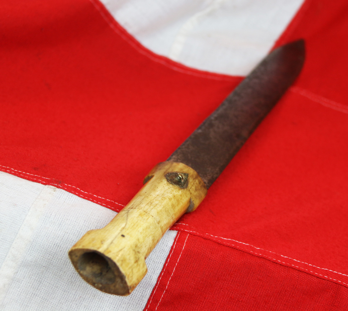 Antique Persian Carved Bone Hilted Kindjal Short Sword