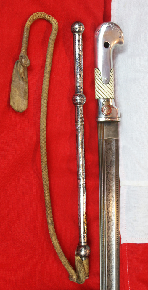 A Most Rare, Original, Romanov, Russian Cossack Solid Silver Shashka & Silver Cossack Whip With Concealed Dagger, 'The Imperial Russian Honour Sword & Nagaika Awards of Gallantry' Awarded by The Czar The Russian Version of the British Victoria Cross
