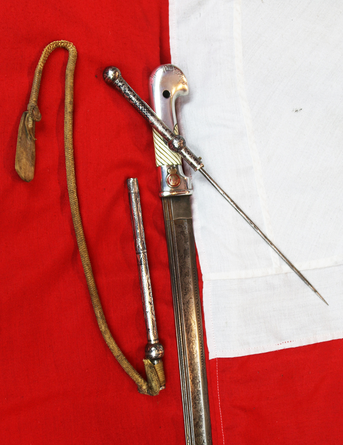 A Most Rare, Original, Romanov, Russian Cossack Solid Silver Shashka & Silver Cossack Whip With Concealed Dagger, 'The Imperial Russian Honour Sword & Nagaika Awards of Gallantry' Awarded by The Czar The Russian Version of the British Victoria Cross