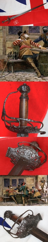 A Very Good, Original, 1640’s English Civil War Officer's Mortuary Hilted Back Sword. The Most Iconic Sword of 17th Century England & Used During Most Devisive Period of British History.