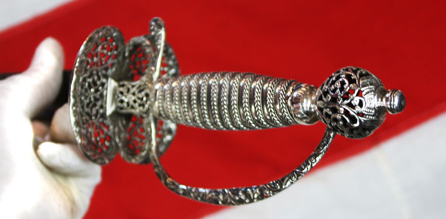 A Magnificent 18th Century Silver Hilted Small Sword with Colichmarde Blade. This Is One Of The Most Beautiful We Have Seen in Several years
