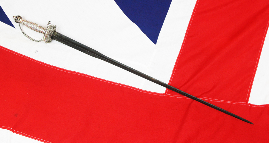 A Magnificent 18th Century Silver Hilted Small Sword with Colichmarde Blade. This Is One Of The Most Beautiful We Have Seen in Several years