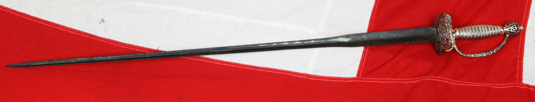 A Magnificent 18th Century Silver Hilted Small Sword with Colichmarde Blade. This Is One Of The Most Beautiful We Have Seen in Several years