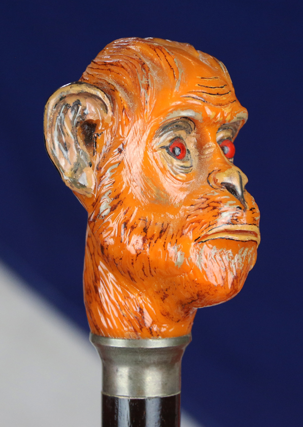 A Wonderful Victorian Dandy Cane, With the Head of an Expressive Monkey