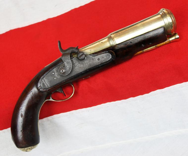 A Simply Fabulous & Incredibly Rare 18th Century Hand Held, Military Grenade & Mortar Launcher 'Cohorn' Pistol, A Huge Cannon Barrelled Blunderbuss