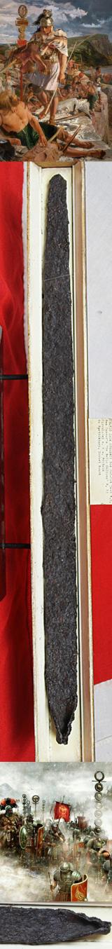 Incredibly Rare British Celtic Iron Age Sword Circa Ist Cent. BC. Made Around a Century Before the Roman Conquest, by Claudius. Amazingly Its Very Type Was Noted in Caeser's Writings During His Time In Britannia. A Durotriges Celts Sword. Discovered 1857