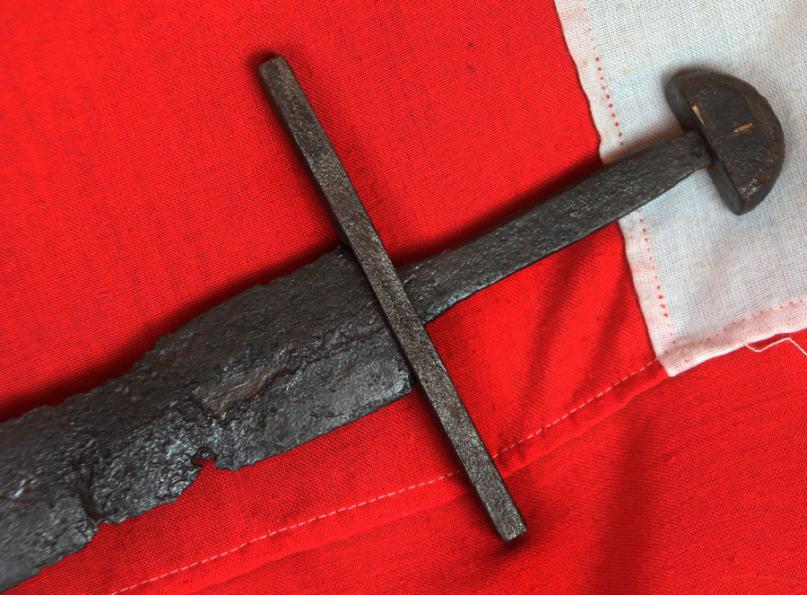 Circa 600 ad Middle Ages Sword Blade, Re-Hilted Around 1000 Years Ago At The Time of the Norman Invasion in 1066 of a Norseman Of Viking Origin. It Is Around 1400 Years Old, Later Used Around 1000 Years Ago, And The Crusades To Liberate The Holy Land