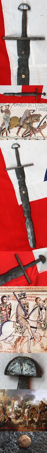 Circa 600 ad Middle Ages Sword Blade, Re-Hilted Around 1000 Years Ago At The Time of the Norman Invasion in 1066 of a Norseman Of Viking Origin. It Is Around 1400 Years Old, Later Used Around 1000 Years Ago, And The Crusades To Liberate The Holy Land