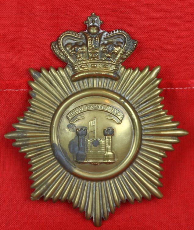 A Most Rare Early19th Century, Georgian to William IVth Irish, Crum Castle Infantryman's Large Shako Helmet Plate