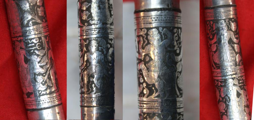 A Rare & Beautiful Antique Burmese High Status Noble’s Silver Sword, With Silver Inlaid Blade