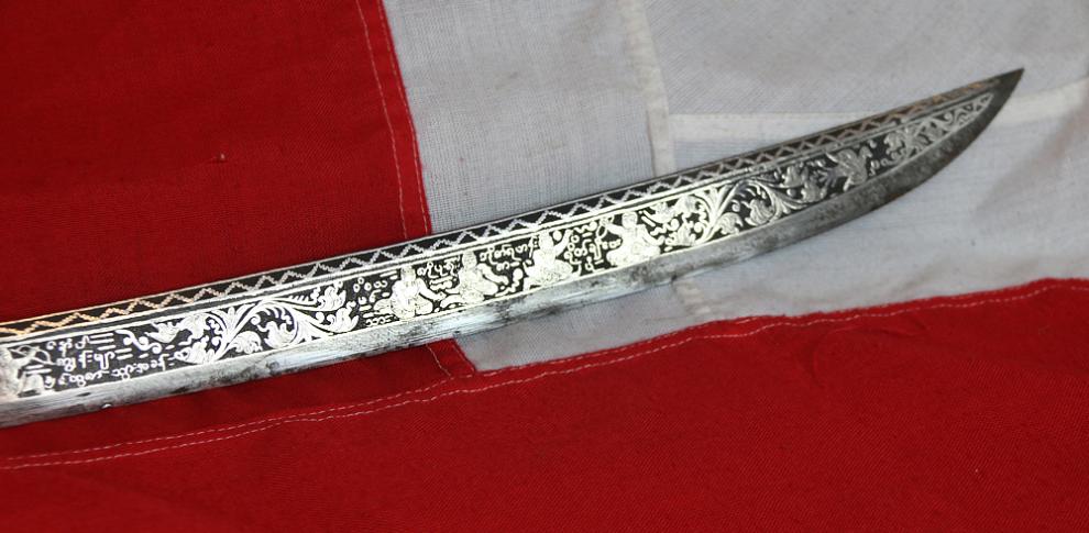 A Rare & Beautiful Antique Burmese High Status Noble’s Silver Sword, With Silver Inlaid Blade