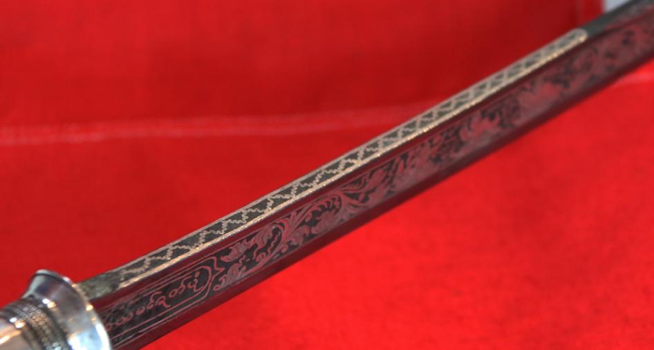 A Rare & Beautiful Antique Burmese High Status Noble’s Silver Sword, With Silver Inlaid Blade