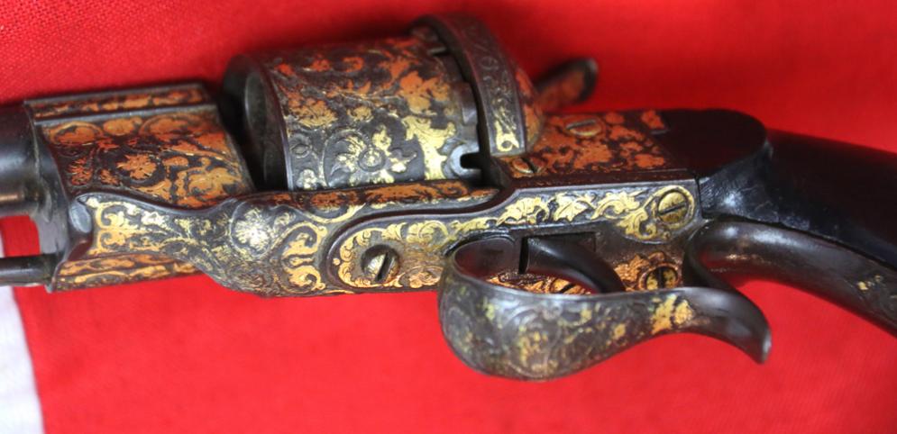 A Stunning Gold Onlaid Presidential Grade Large Calibre 1855 French Single Action Revolver of Royal Quality, Worthy of the French Emperor Napoleon IIIrd