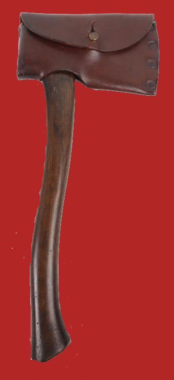 Part of a Superb WW1 Machine Gunner's Collection, British and German. An Incredibly Rare WW1 German Machine Gunners Abteilung Marked Utility and Combat Axe and Cradle Leather Belt Holster Regimentally Marked