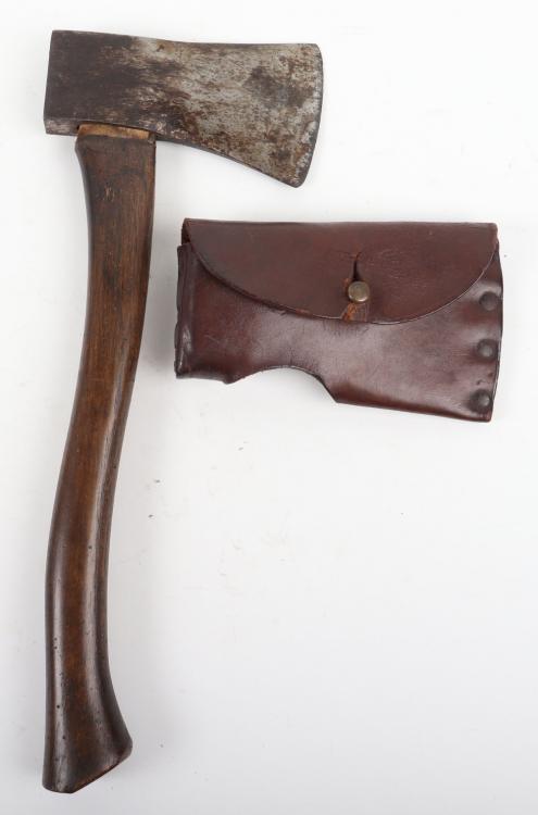 Part of a Superb WW1 Machine Gunner's Collection, British and German. An Incredibly Rare WW1 German Machine Gunners Abteilung Marked Utility and Combat Axe and Cradle Leather Belt Holster Regimentally Marked