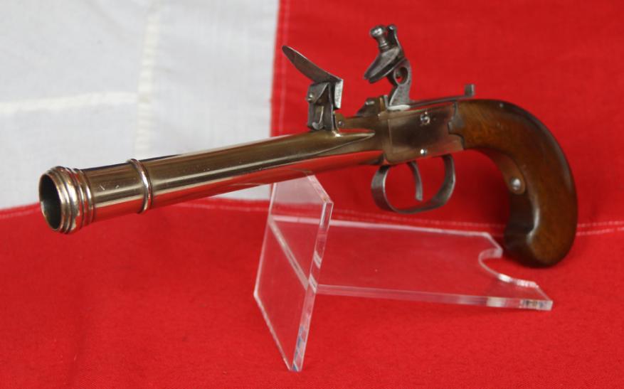 A Fabulous & Impressive 18th Century Ship Captain’s Beautiful & Large, Brass Barrel Naval Blunderbuss Flintlock Pistol, With Box-Lock Action.