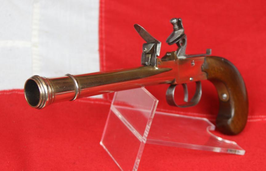 A Fabulous & Impressive 18th Century Ship Captain’s Beautiful & Large, Brass Barrel Naval Blunderbuss Flintlock Pistol, With Box-Lock Action.