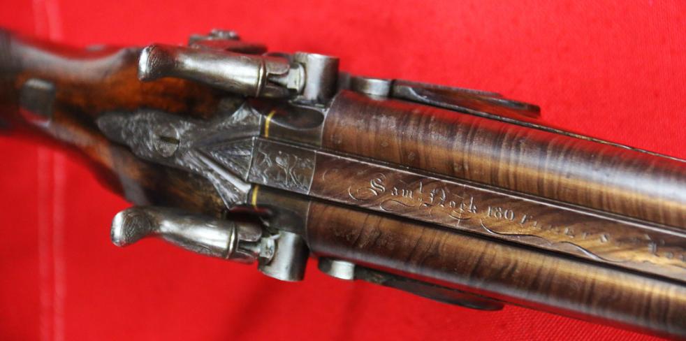 A Fabulous Quality King George IIIrd Cased Double Barrel Sporting Gun By World Renowned Gunsmith S.Nock, Early Transitional Flintlock To Percussion