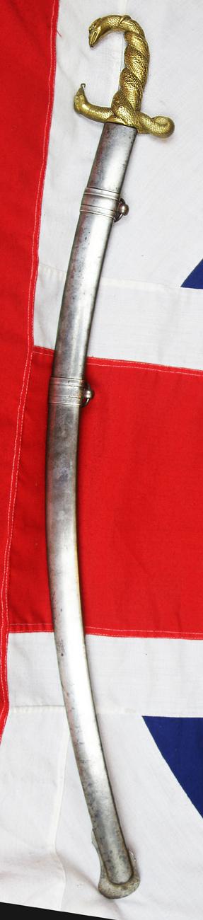 A Superb Late 18th Century, Napoleonic Wars British Officer's Sabre With a French 'Trophy' Blade, With An Ancient Egyptian Goddess Wadget Entwined Serpent British Hilt