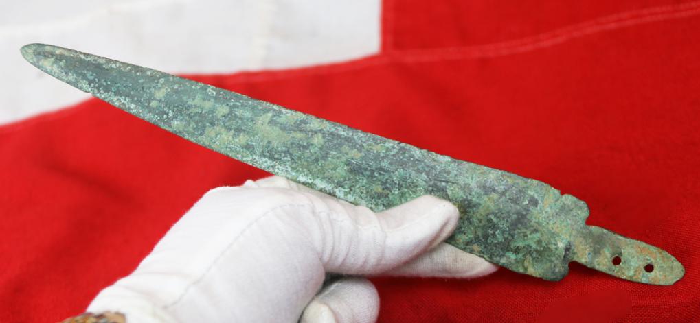 A Superb Ancient Greek Dagger Blade 13th to 11th Century B.C. From the Trojan War Era, Acquired With. Full Length Bronze Sword Blade From The Same Era