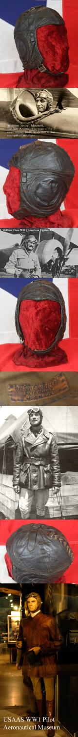 A Very Important Piece of US Aeronautical Pilot Headgear. An Original, WW1, 1917 United States Air Service Pilot's Flying Service Helmet. In Exceptional Condition For It’s Age, A Remarkable & Rare American Aviation History Museum Piece.