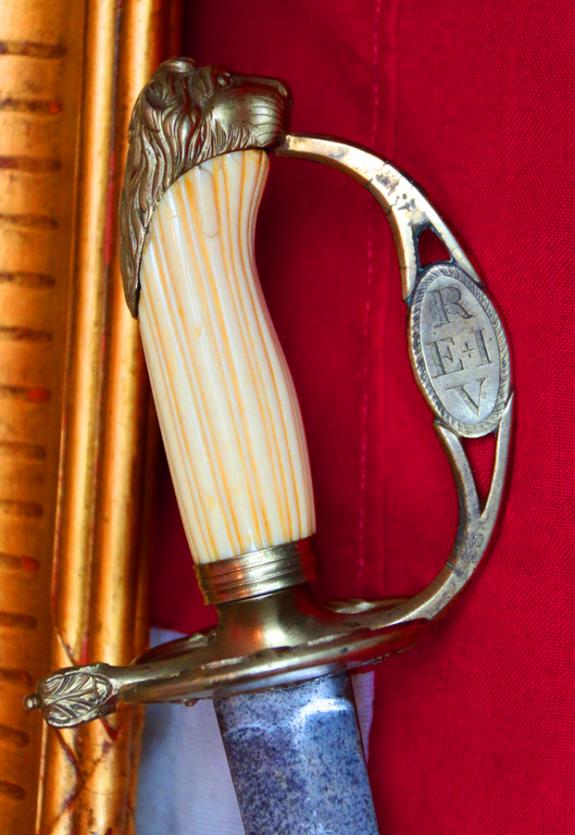 A Personalised & Named Naval Sword of an 1804 Naval Hero Commodore of a British East Indiaman Fleet & His Original Framed Portrait