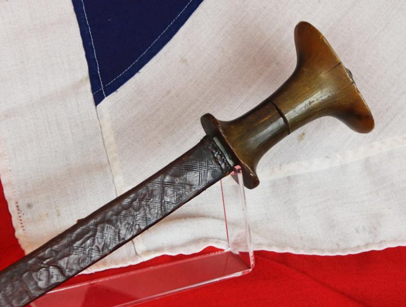 ⚔️Original 19th Century Carved Blonde Rhino Horn Hilted Emperor Menelik IInd Ethiopian Shotel With Deeply Curved Fully Etched Blade With Scrolling, Amharic Script & a 1780 Silver Austro Hungarian Thaler Pommel. & Used Into Reign of Emperor Haile Selassie