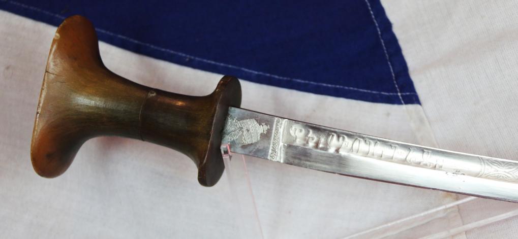 ⚔️Original 19th Century Carved Blonde Rhino Horn Hilted Emperor Menelik IInd Ethiopian Shotel With Deeply Curved Fully Etched Blade With Scrolling, Amharic Script & a 1780 Silver Austro Hungarian Thaler Pommel. & Used Into Reign of Emperor Haile Selassie